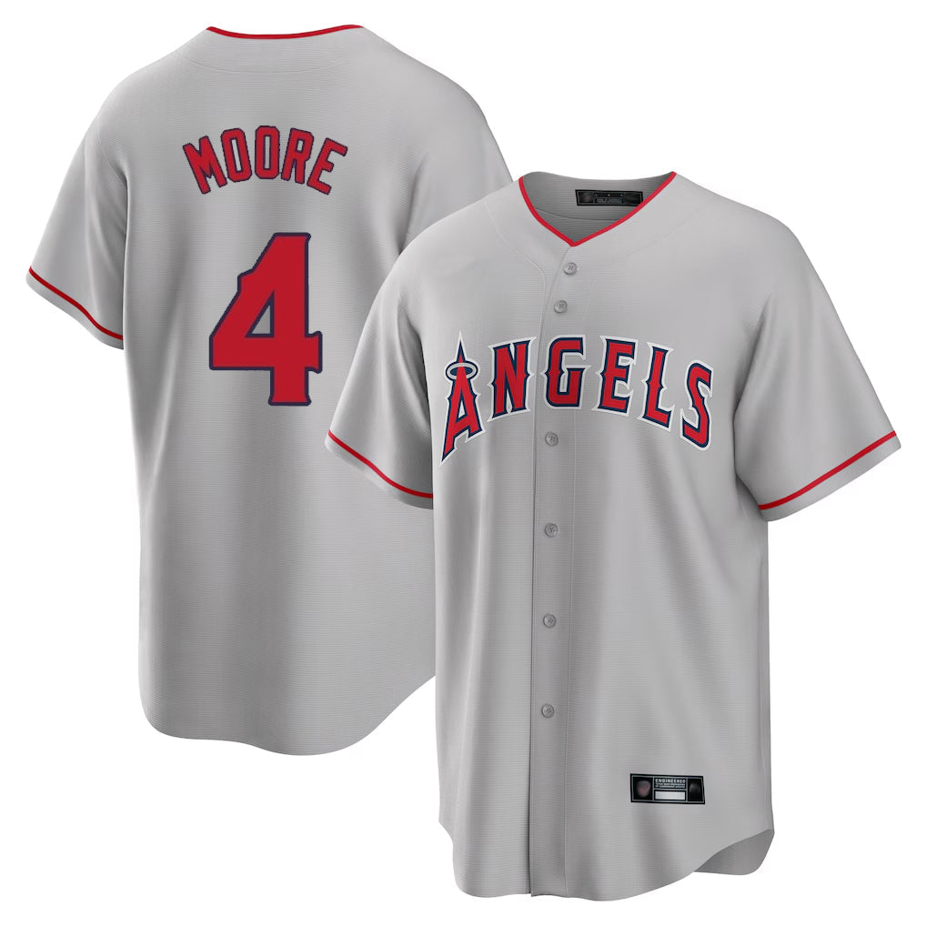 harde LA.Angels #4 Christian Moore Player Gray Home Game Stitched Jerseys
