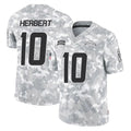 harde LA.Chargers #10 Justin Herbert Player Arctic Camo Salute To Service Limited Game Stitched Jerseys