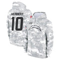 harde LA.Chargers #10 Justin Herbert Player Arctic Camo Salute To Service Limited Hoodies Game Stitched Jerseys