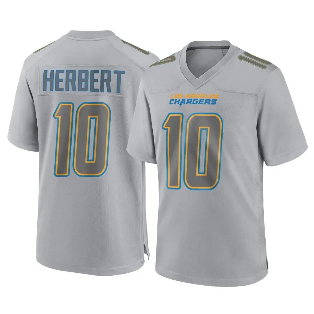 harde LA.Chargers #10 Justin Herbert Player Gray Atmosphere Fashion Home Game Stitched Jerseys