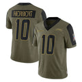 harde LA.Chargers #10 Justin Herbert Player Olive Salute To Service Limited Game Stitched Jerseys