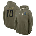 harde LA.Chargers #10 Justin Herbert Player Olive Salute to Service Pullover Hoodies Limited Stitched Jerseys