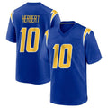 harde LA.Chargers #10 Justin Herbert Player Royal Home Game Stitched Jerseys
