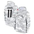 harde LA.Chargers #11 Cameron Dicker Player Arctic Camo Salute to Service Hoodies Limited Game Stitched Jerseys