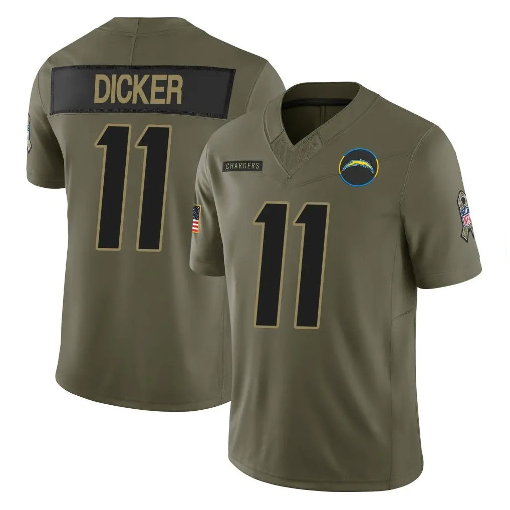 harde LA.Chargers #11 Cameron Dicker Player Olive 2025 Salute To Service Limited Game Stitched Jerseys