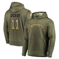 harde LA.Chargers #11 Cameron Dicker Player Olive Salute to Service Pullover Hoodies Home Game Stitched Jerseys