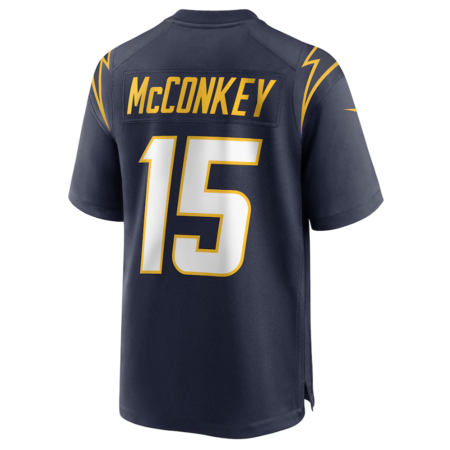harde LA.Chargers #15 Ladd McConkey Navy Game Jersey Stitched Jersey