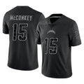 harde LA.Chargers #15 Ladd McConkey Player Black Limited Reflective Home Game Stitched Jerseys