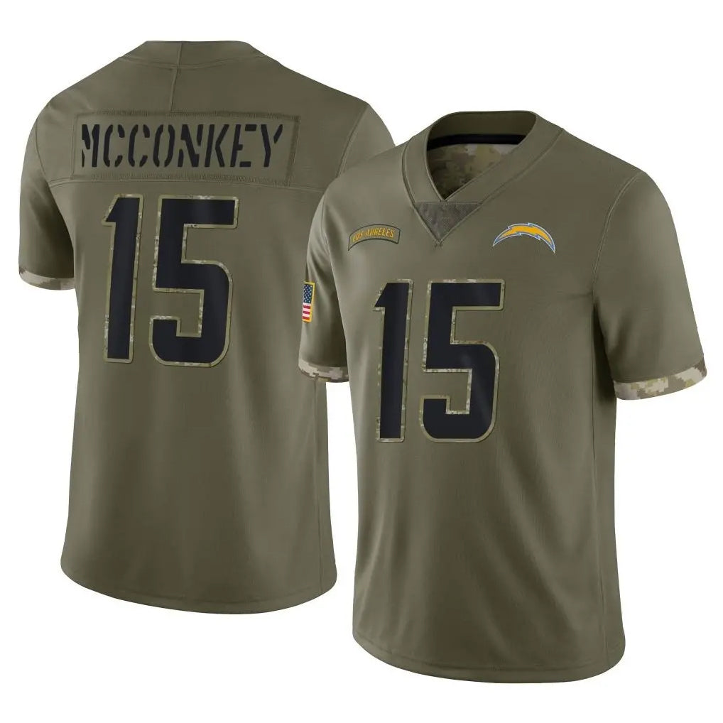 harde LA.Chargers #15 Ladd McConkey Player Olive Salute To Service Limited Stitched Jerseys