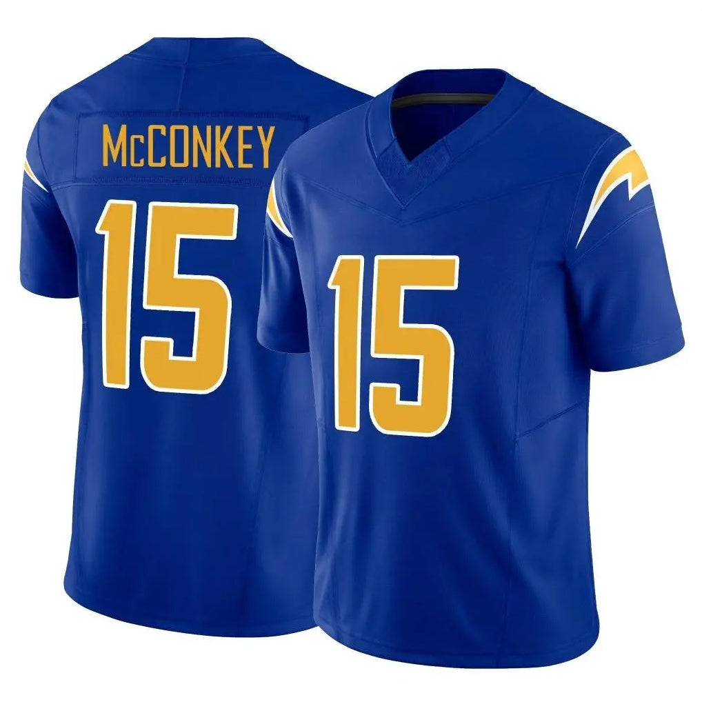 harde LA.Chargers #15 Ladd McConkey Player Royal Limited Vapor F.U.S.E. Home Game Stitched Jerseys