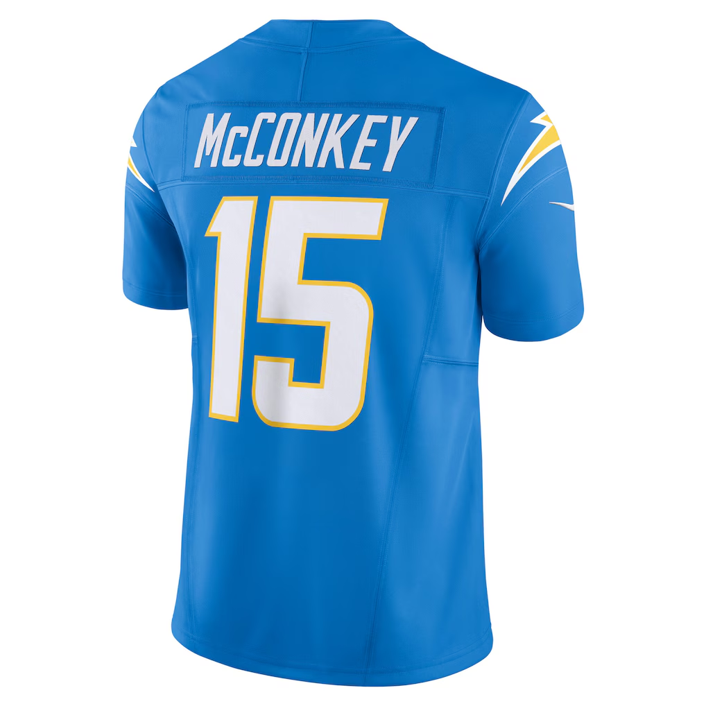 harde LA.Chargers #15 Ladd McConkey Powder Blue Team Vapor F.U.S.E. Limited Stitched Jerseys