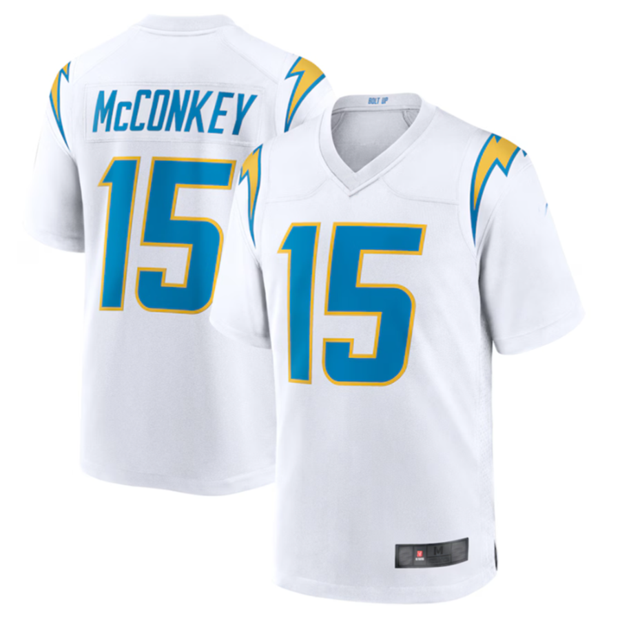 harde LA.Chargers #15 Ladd McConkey White Game Jersey Stitched Jerseys