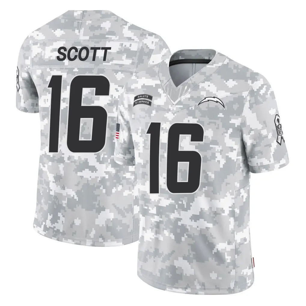 harde LA.Chargers #16 J.K. Scott Player Arctic Camo Salute To Service Limited Game Stitched Jerseys