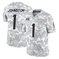 harde LA.Chargers #1 Quentin Johnston Player Arctic Camo Salute To Service Limited Game Stitched Jerseys