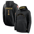 harde LA.Chargers #1 Quentin Johnston Player Black Salute to Service Hoodies Limited Game Stitched Jerseys