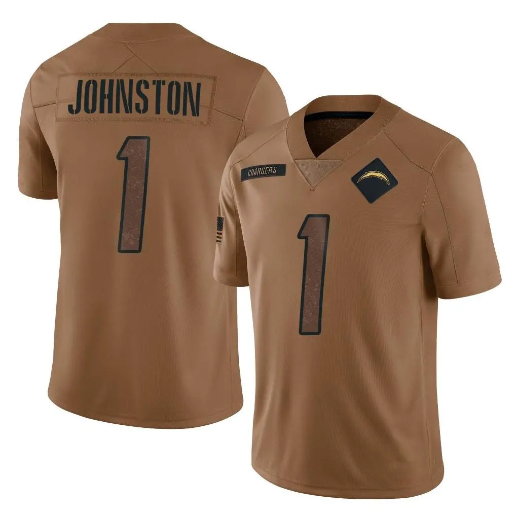 harde LA.Chargers #1 Quentin Johnston Player Brown Salute To Service Limited Stitched Jerseys