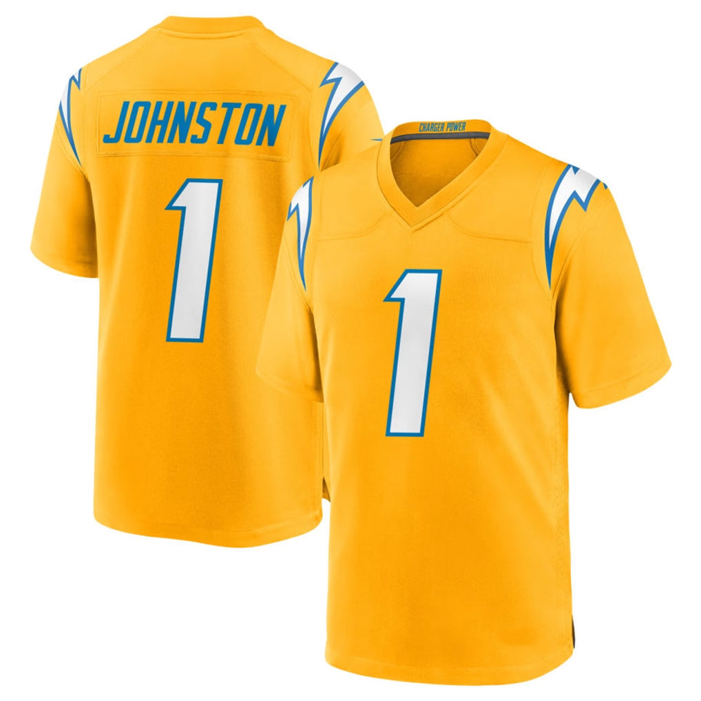 harde LA.Chargers #1 Quentin Johnston Player Gold Home Game Stitched Jerseys
