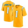 harde LA.Chargers #1 Quentin Johnston Player Gold Home Game Stitched Jerseys