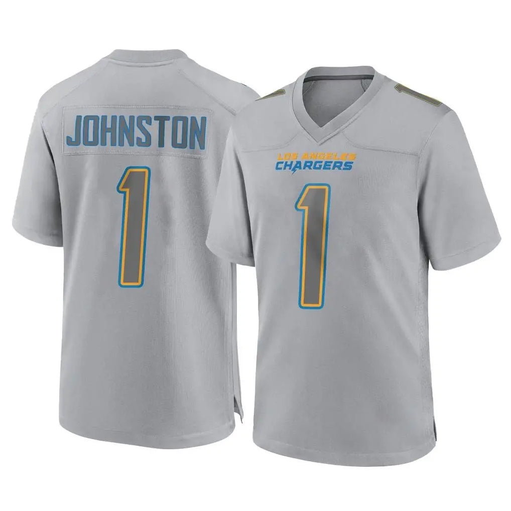 harde LA.Chargers #1 Quentin Johnston Player Gray Atmosphere Fashion Home Game Stitched Jerseys