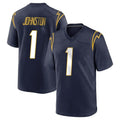 harde LA.Chargers #1 Quentin Johnston Player Navy Home Game Stitched Jerseys