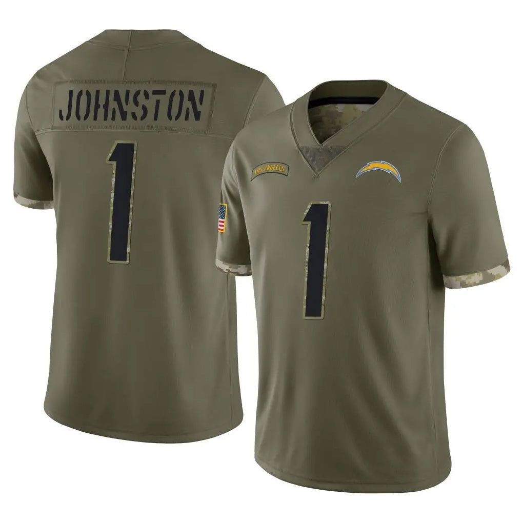 harde LA.Chargers #1 Quentin Johnston Player Olive Salute To Service Limited Stitched Jerseys