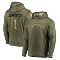 harde LA.Chargers #1 Quentin Johnston Player Olive Salute to Service Pullover Hoodies Home Game Stitched Jerseys