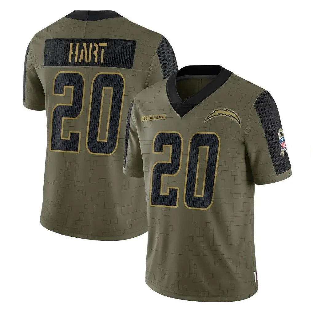 harde LA.Chargers #20 Cam Hart Player Olive Salute To Service Limited Game Stitched Jerseys