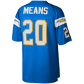 harde LA.Chargers #20 Natrone Means Mitchell & Ness Powder Blue Legacy Replica Stitched Puhic Jersey