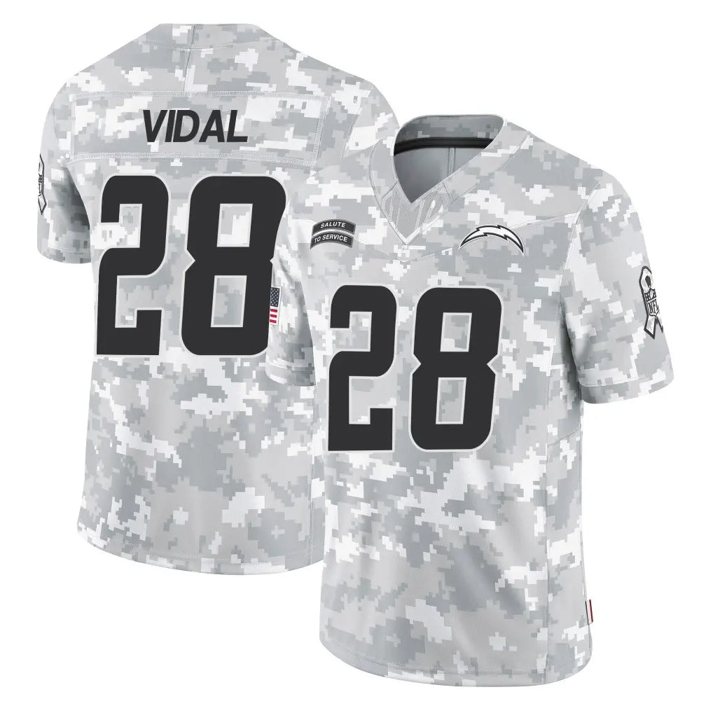 harde LA.Chargers #28 Kimani Vidal Player Arctic Camo Salute To Service Limited Game Stitched Jerseys