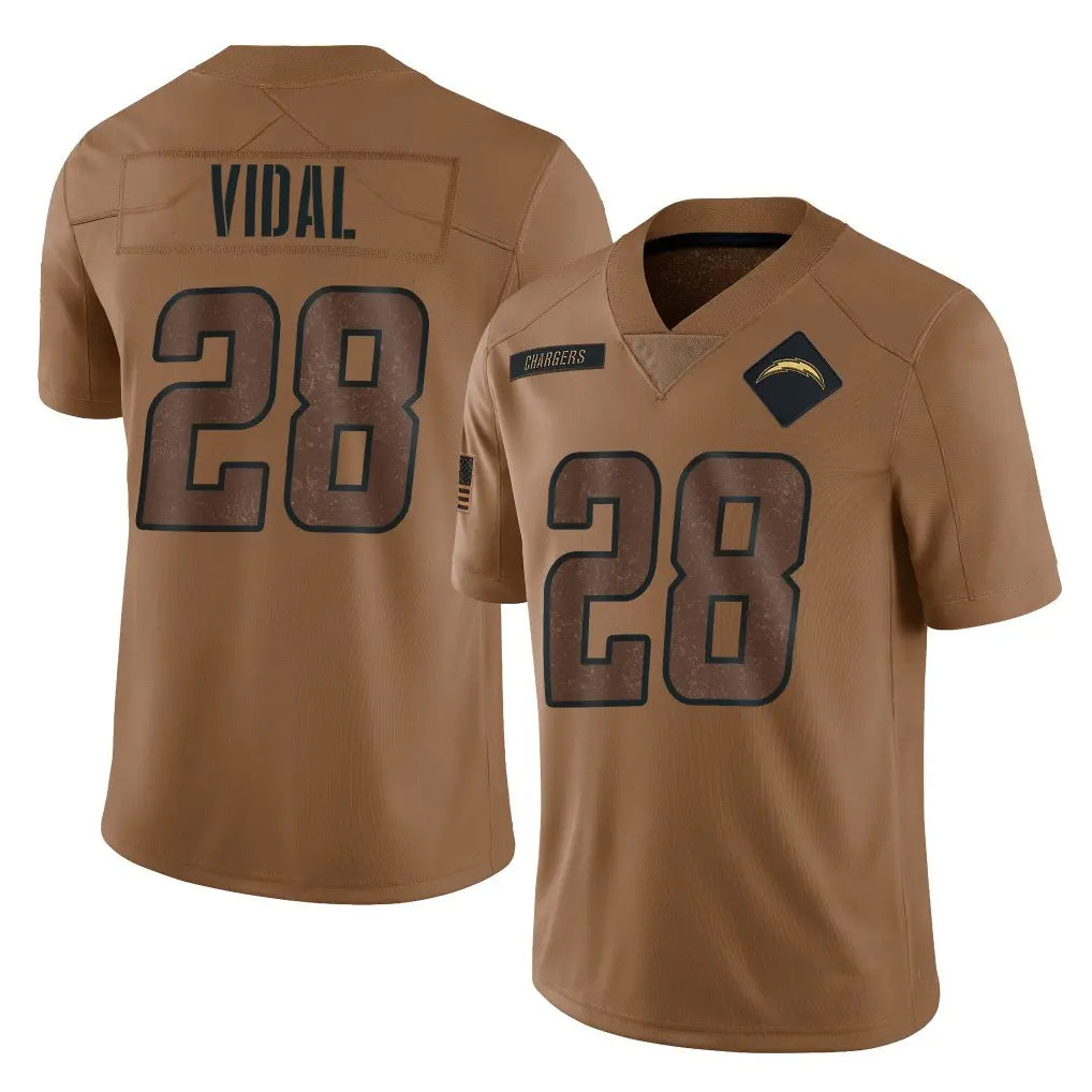 harde LA.Chargers #28 Kimani Vidal Player Brown Salute To Service Limited Stitched Jerseys