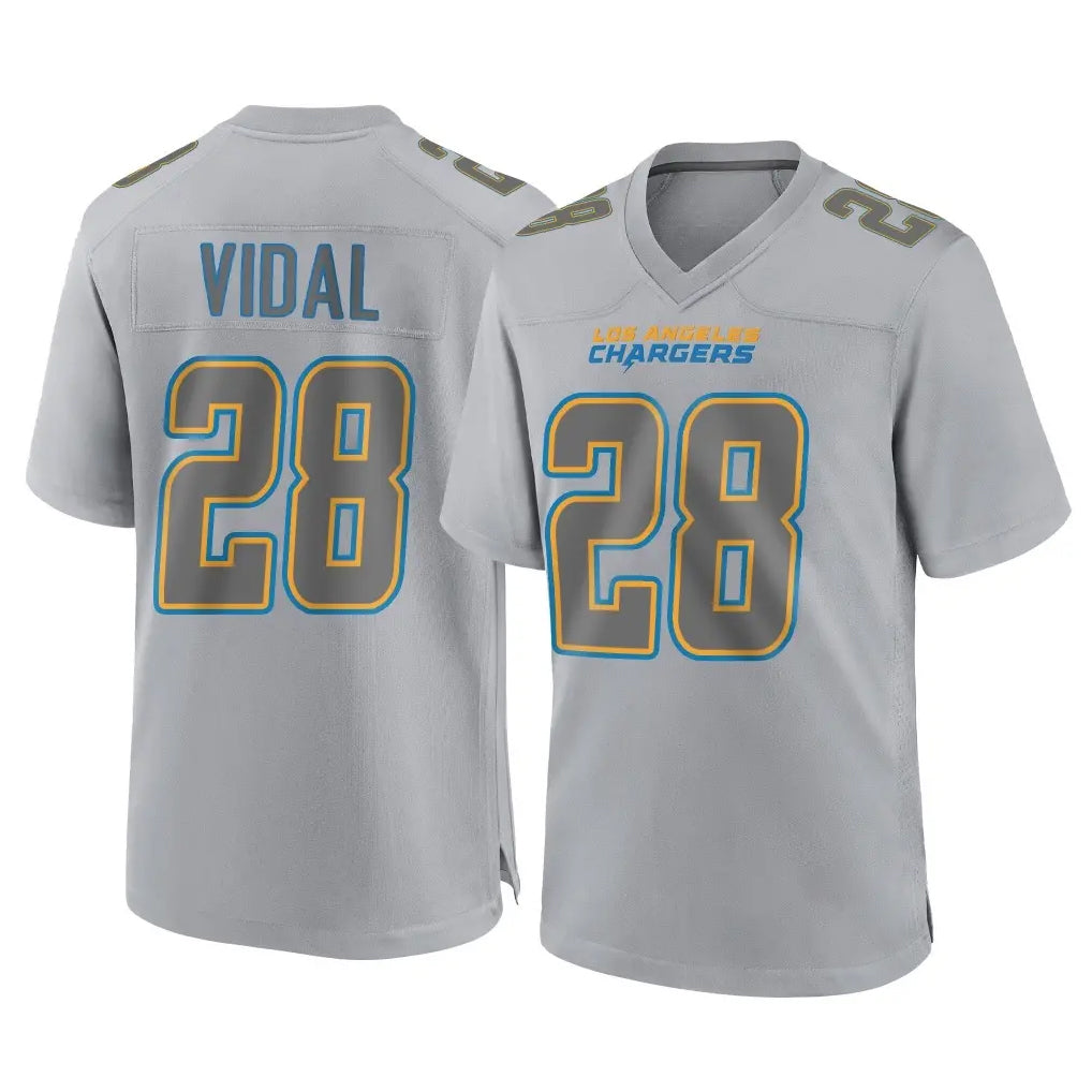 harde LA.Chargers #28 Kimani Vidal Player Gray Atmosphere Fashion Home Game Stitched Jerseys
