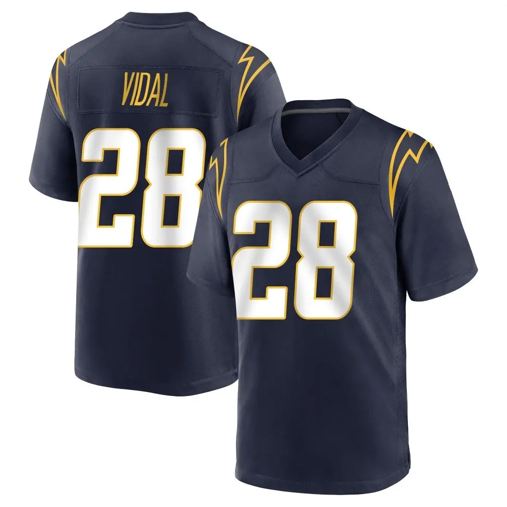 harde LA.Chargers #28 Kimani Vidal Player Navy Home Game Stitched Jerseys