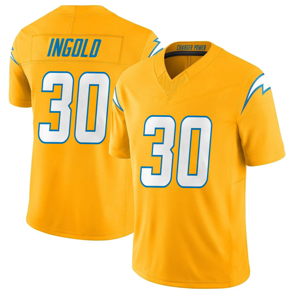 harde LA.Chargers #30 Alec Ingold Player Gold Limited Vapor F.U.S.E. Home Game Stitched Jerseys