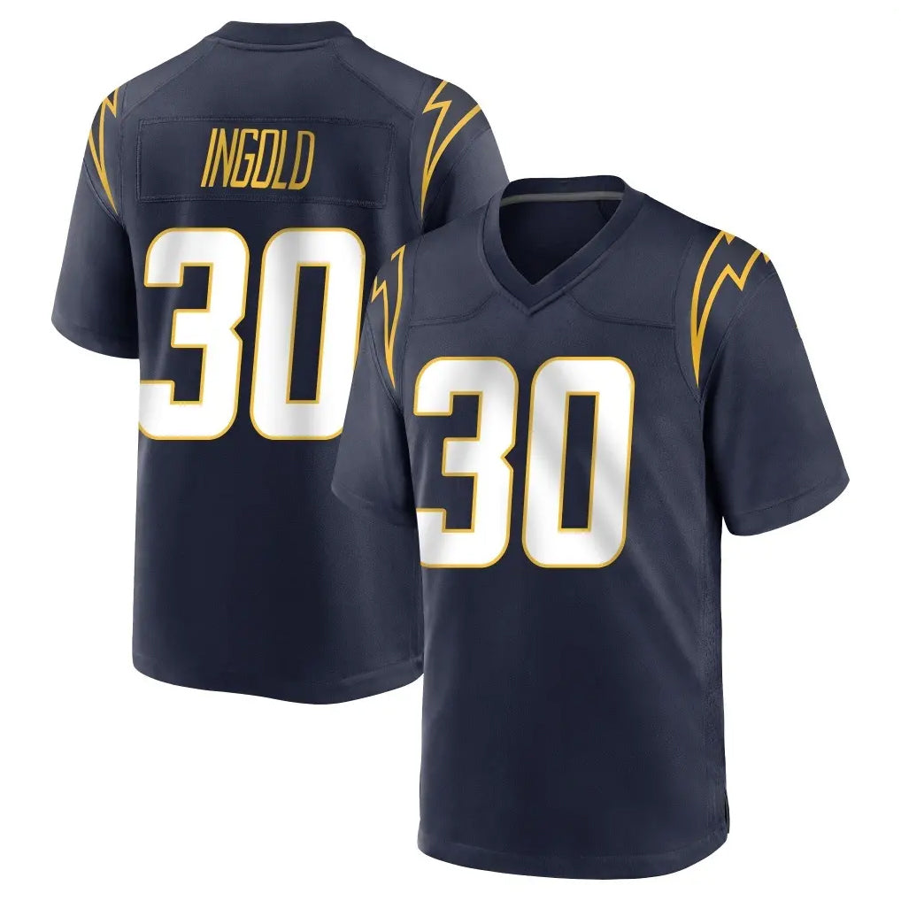harde LA.Chargers #30 Alec Ingold Player Navy Home Game Stitched Jerseys