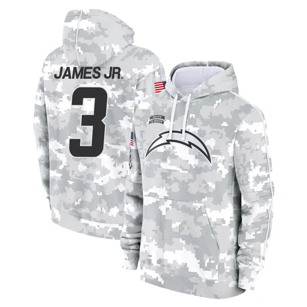 harde LA.Chargers #3 Derwin James Jr. Player Arctic Camo Salute to Service Hoodies Limited Game Stitched Jerseys