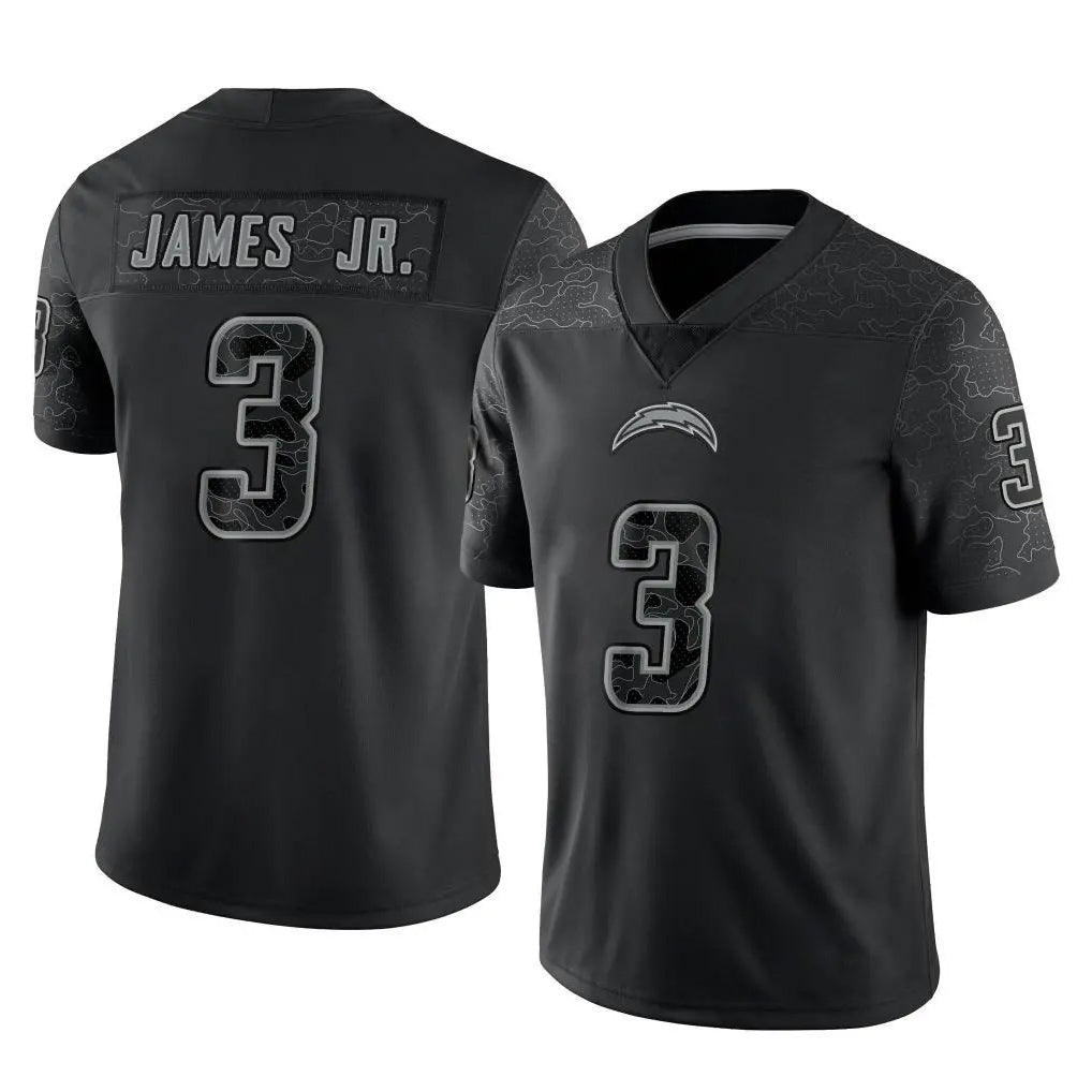 harde LA.Chargers #3 Derwin James Jr. Player Black Limited Reflective Home Game Stitched Jerseys