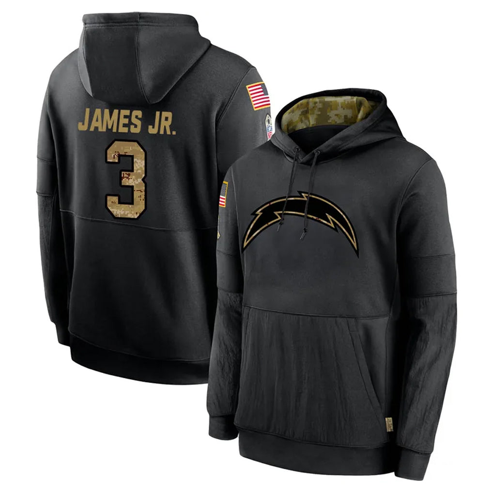 harde LA.Chargers #3 Derwin James Jr. Player Black Salute to Service Hoodies Limited Game Stitched Jerseys