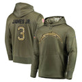 harde LA.Chargers #3 Derwin James Jr. Player Olive Salute to Service Pullover Hoodies Home Game Stitched Jerseys