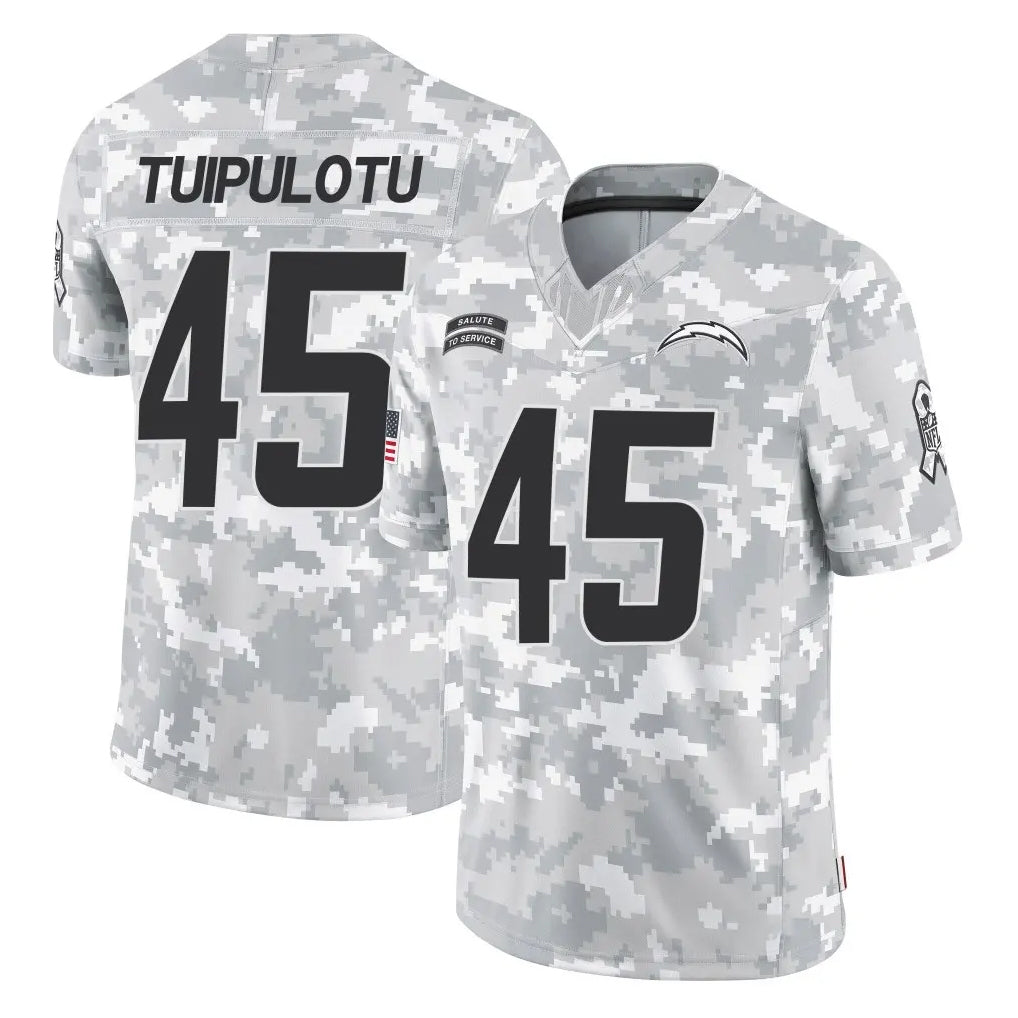 harde LA.Chargers #45 Tuli Tuipulotu Player Arctic Camo Salute To Service Limited Game Stitched Jerseys
