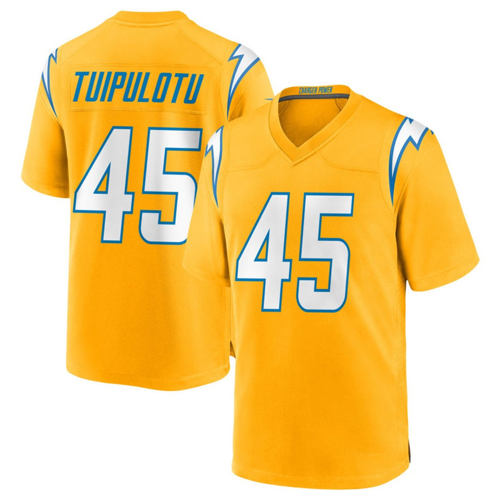 harde LA.Chargers #45 Tuli Tuipulotu Player Gold Home Game Stitched Jerseys