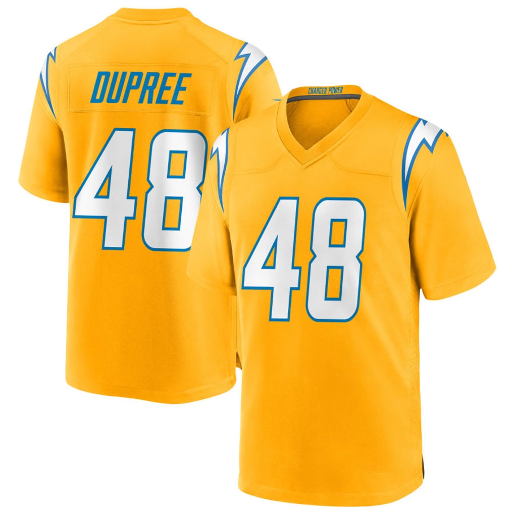 harde LA.Chargers #48 Bud Dupree Player Gold Home Game Stitched Jerseys