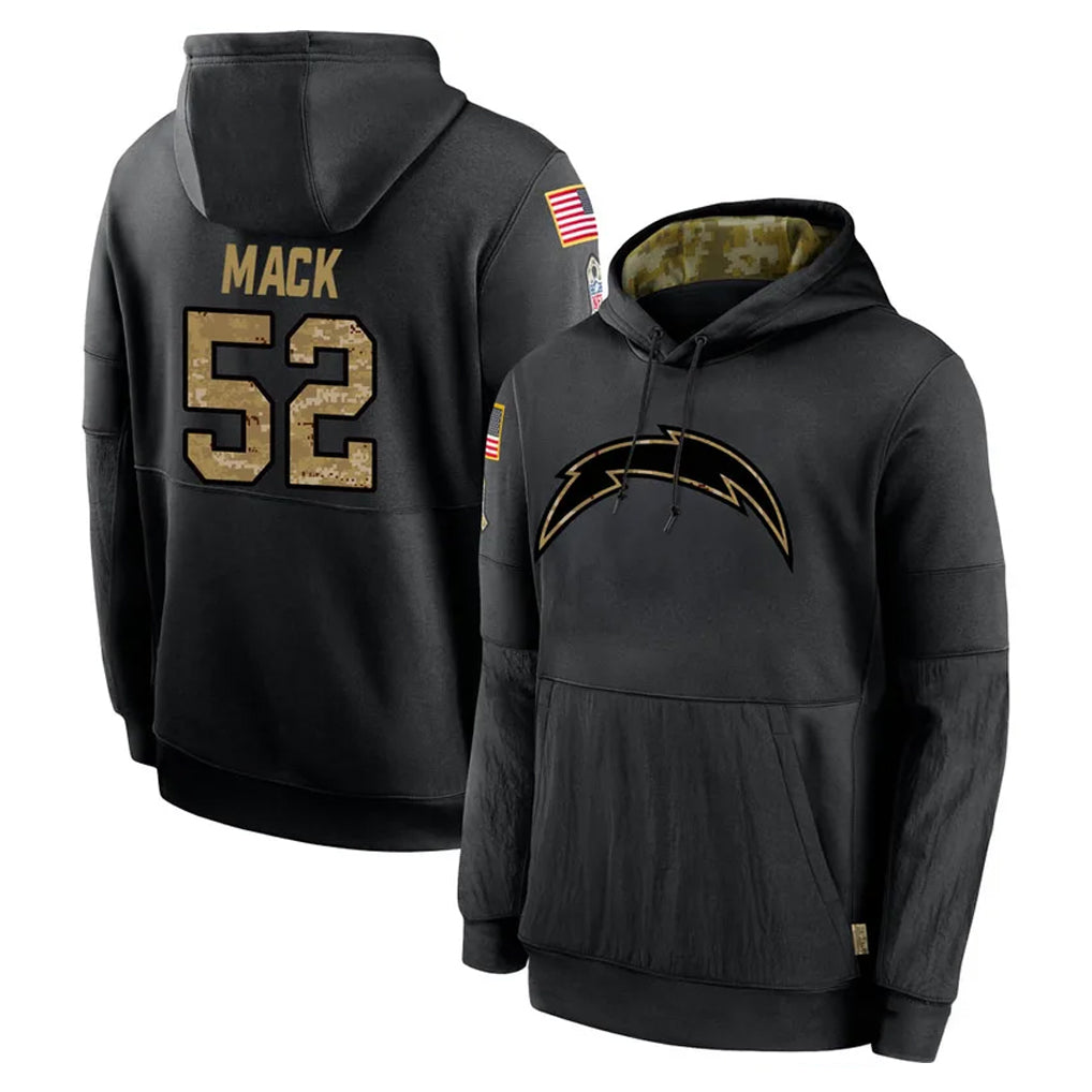 harde LA.Chargers #52 Khalil Mack Player Black Salute to Service Hoodies Limited Game Stitched Jerseys