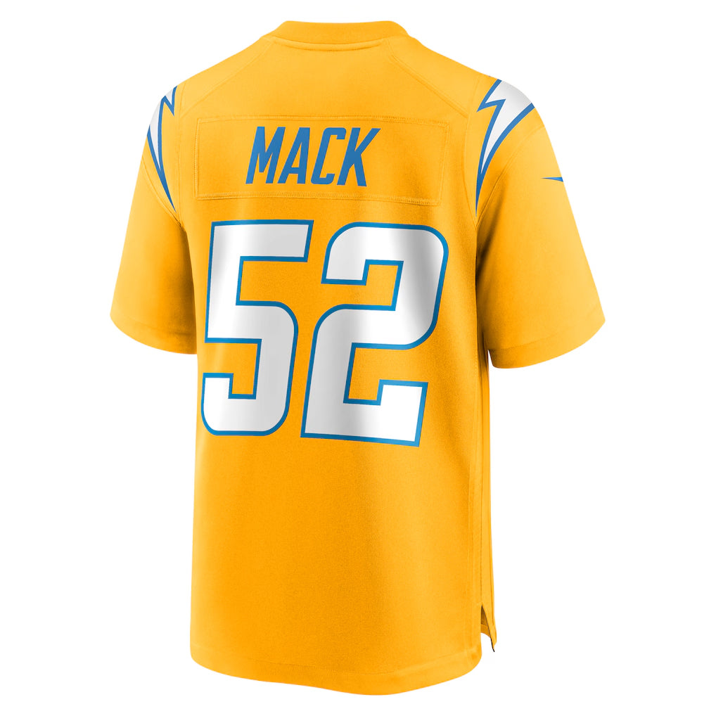 harde LA.Chargers #52 Khalil Mack Player Gold Home Game Stitched Jerseys