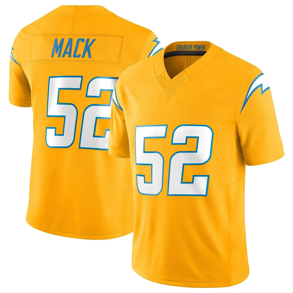 harde LA.Chargers #52 Khalil Mack Player Gold Limited Vapor F.U.S.E. Home Game Stitched Jerseys