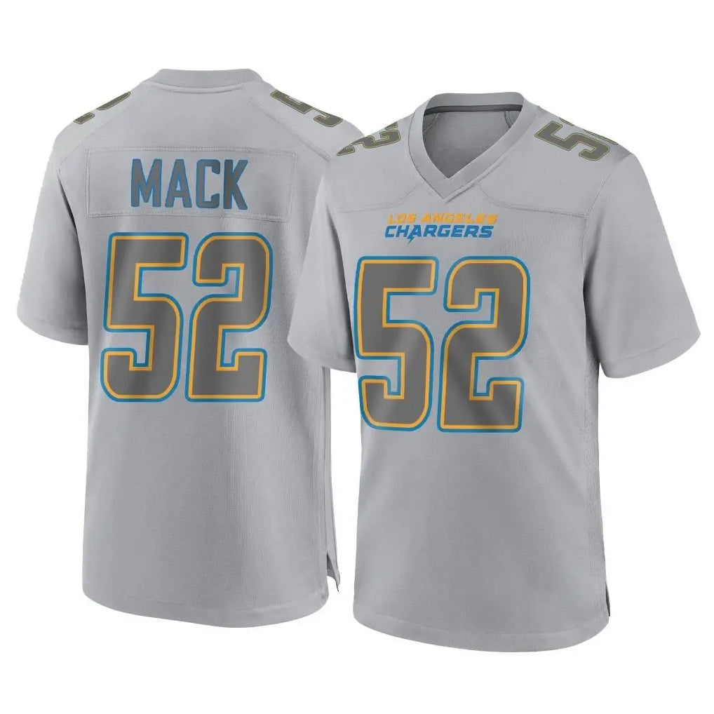 harde LA.Chargers #52 Khalil Mack Player Gray Atmosphere Fashion Home Game Stitched Jerseys