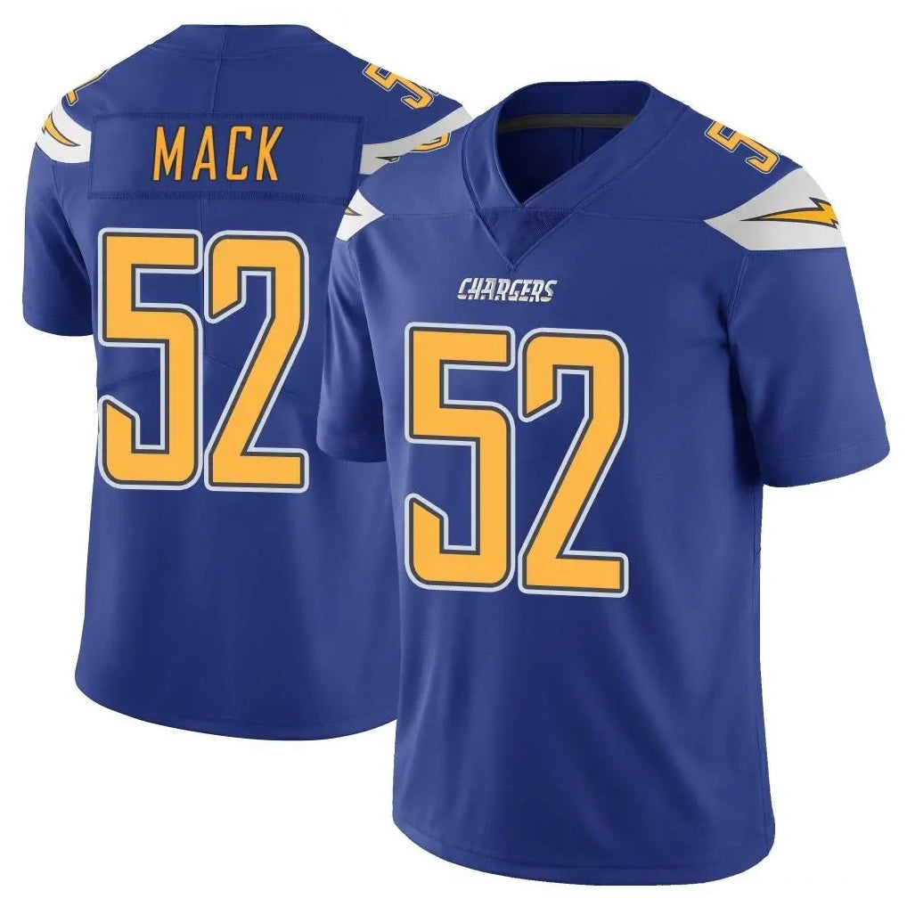 harde LA.Chargers #52 Khalil Mack Player Royal Limited Color Rush Vapor Untouchable Home Game Stitched Jerseys