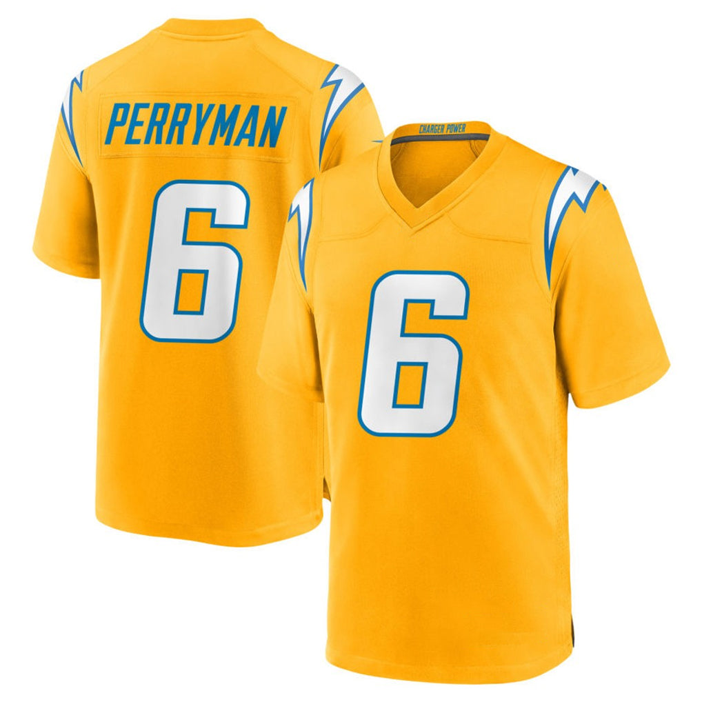 harde LA.Chargers #6 Denzel Perryman Player Gold Home Game Stitched Jerseys