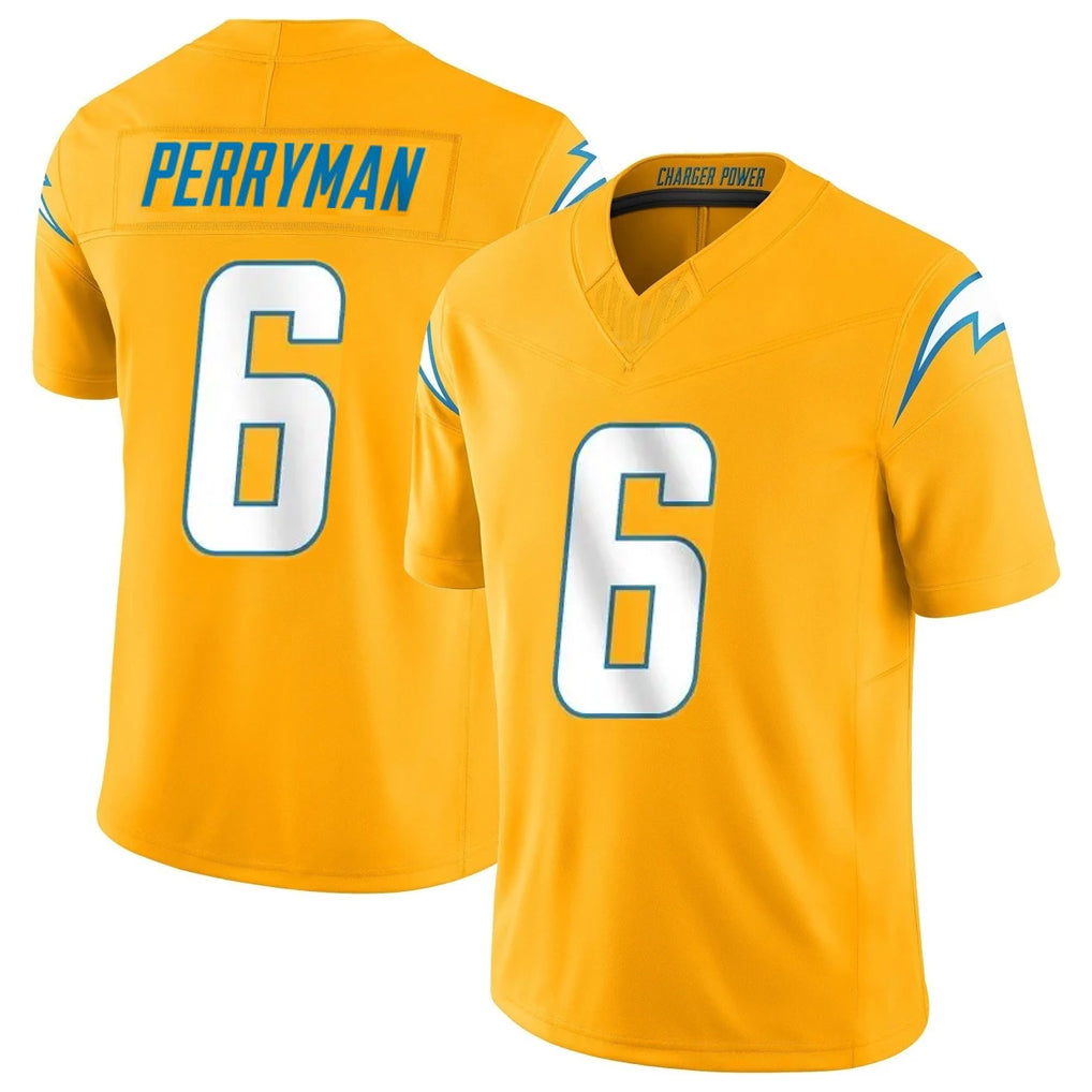 harde LA.Chargers #6 Denzel Perryman Player Gold Limited Vapor F.U.S.E. Home Game Stitched Jerseys