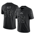 harde LA.Chargers #76 Joe Alt Player Black Limited Reflective Home Game Stitched Jerseys