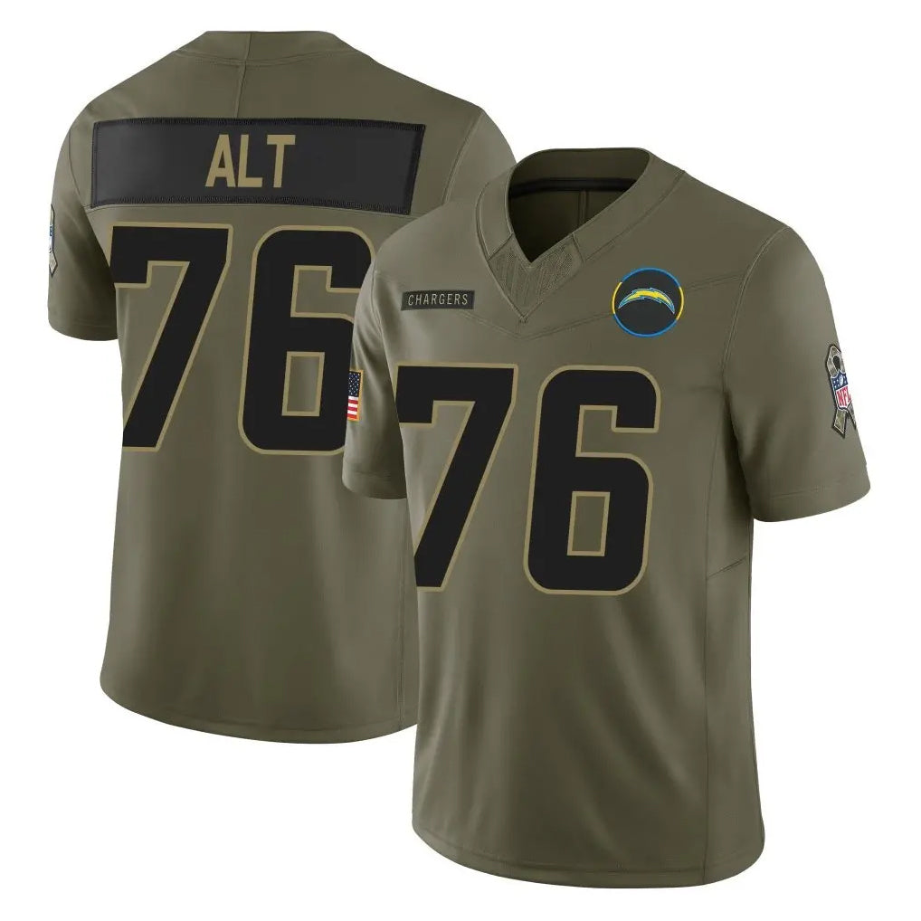 harde LA.Chargers #76 Joe Alt Player Olive 2025 Salute To Service Limited Game Stitched Jerseys